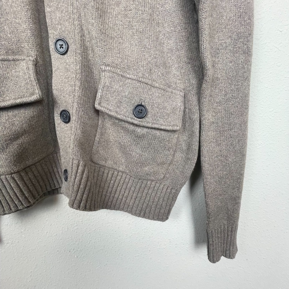 Banana Republic Men's Cardigan L Taupe Grandpa Sweater Patch Pockets - Picture 4 of 7